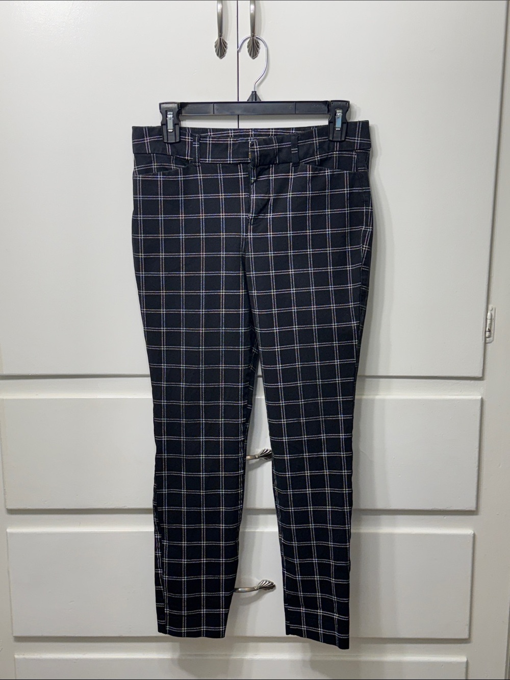Old Navy Black Plaid Windowpane High Rise Pixie Dress Pants 6 Petite
